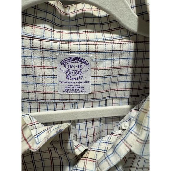 Brooks Brothers Classic Original Polo Shirt Button Down Plaid Size 16.5‎ 33 - Picture 2 of 8